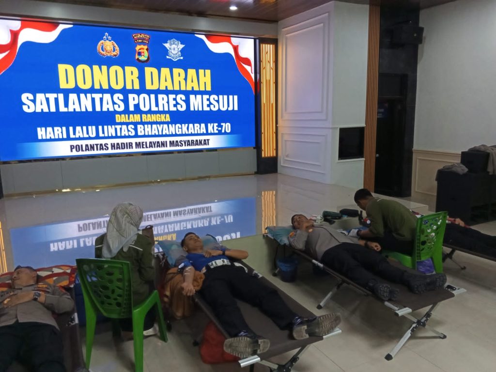 Sambut HUT ke-70 Lalu Lintas Bhayangkara, Polres Mesuji Menggelar Bhakti Sosial Donor Darah